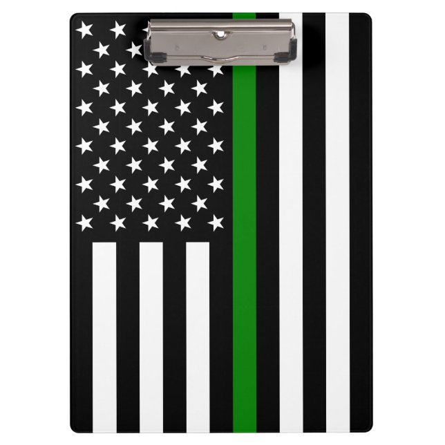 Thin Green Line Flag: Patriotic Military Veterans Clipboard (Front)
