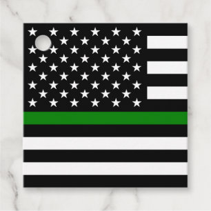 Thin Green Line Flag: Patriotic Military Veterans Favour Tags