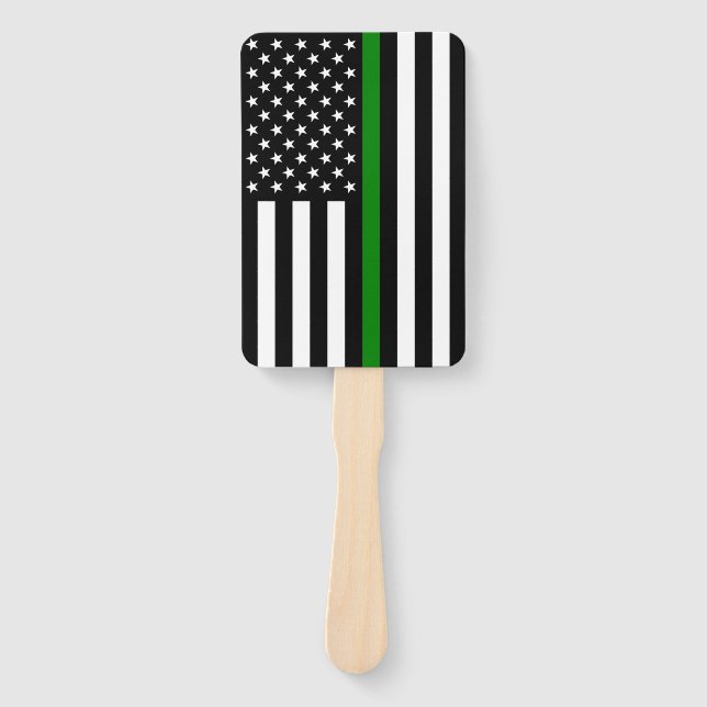 Thin Green Line Flag: Patriotic Military Veterans Hand Fan (Front)