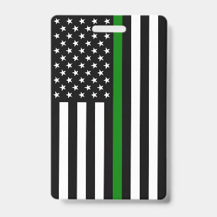 Thin Green Line Flag: Patriotic Military Veterans ID Badge