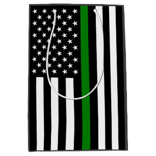 Thin Green Line Flag: Patriotic Military Veterans Medium Gift Bag