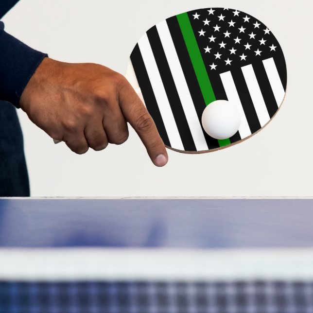 Thin Green Line Flag: Patriotic Military Veterans Ping Pong Paddle (Insitu)