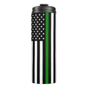 Thin Green Line Flag: Patriotic Military Veterans Thermal Tumbler