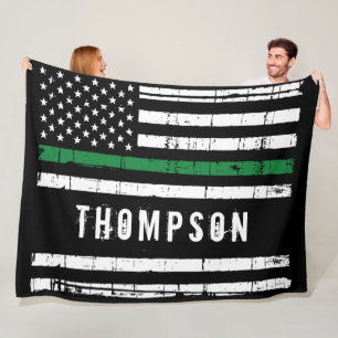 Thin Green Line Flag Personalised Military Fleece Blanket