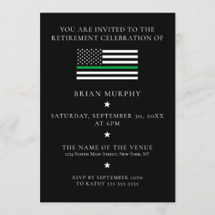 Thin Green Line Military Flag Retirement Party Invitation