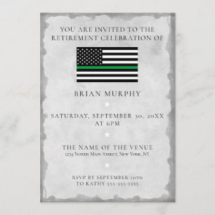 Thin Green Line Military Flag Retirement Party Invitation