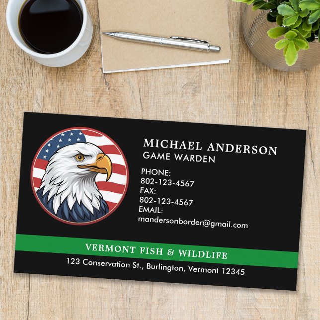 Thin Green Line Military Police Border Patrol Logo Business Card (Creator Uploaded)