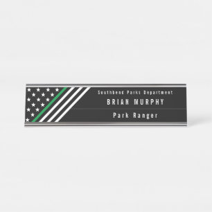 Thin Green Line Military Stars Stripes Monogram Desk Name Plate