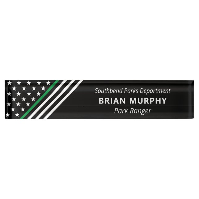 Thin Green Line Military Stars Stripes Monogram Nameplate (Front)