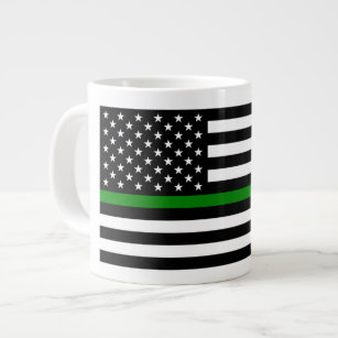 Thin Green Line Military & Veterans American Flag Large Coffee Mug