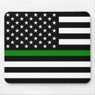 Thin Green Line Military & Veterans American Flag Mouse Mat