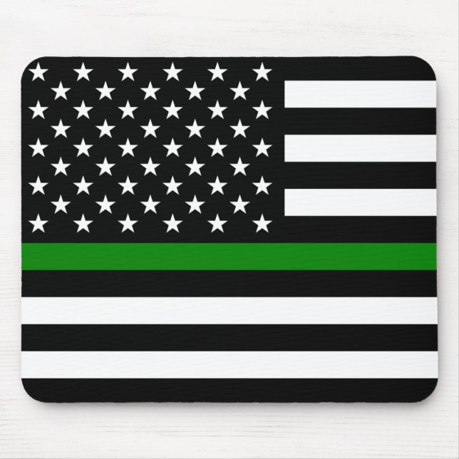 Thin Green Line Military & Veterans American Flag Mouse Mat (Front)