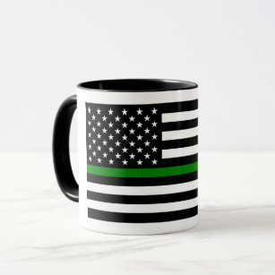 Thin Green Line Military & Veterans American Flag Mug