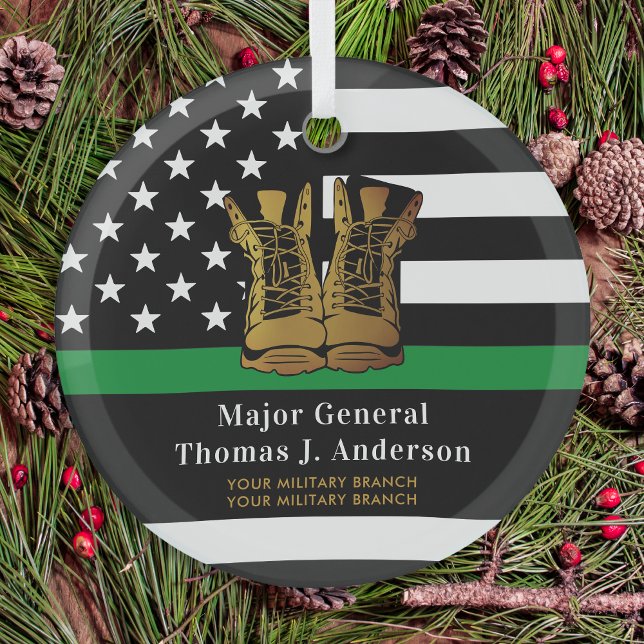 Thin Green Line Personalised Army Boots Military Glass Tree Decoration (Creator Uploaded)