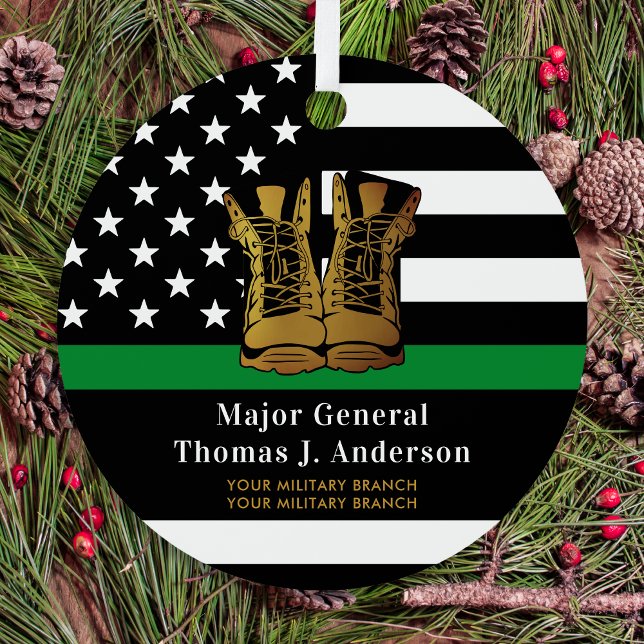 Thin Green Line Personalised Army Boots Military Metal Tree Decoration (Creator Uploaded)