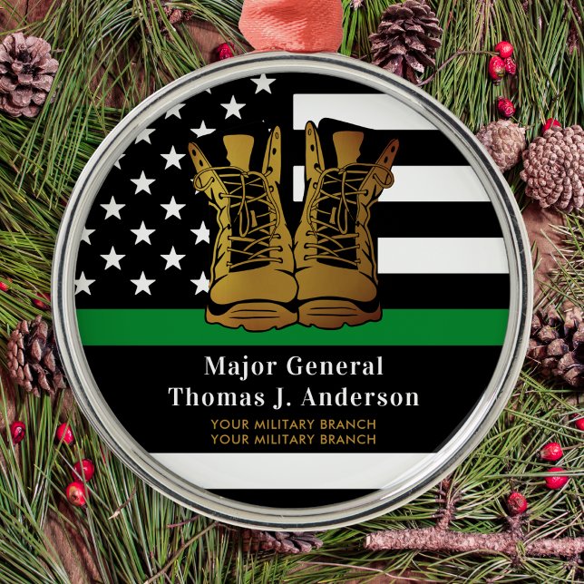 Thin Green Line Personalised Army Boots Military Metal Tree Decoration (Creator Uploaded)