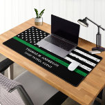 Thin Green Line Personalised Military Officer Desk Mat<br><div class="desc">Thin Green Line American Flag Military Desk Mat - USA American flag design in Military Flag colours.. Perfect for all military, army, border protection, border patrol, conservation officer, park ranger, game warden, federal law enforcement. Personalise this thin green line desk name mat with name, and title . Perfect for army...</div>