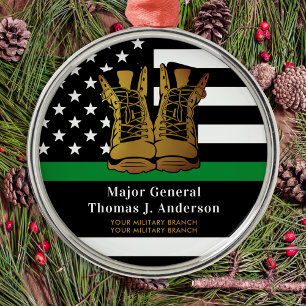 Thin Green Line Personalized Army Boots Military Metal Tree Decoration