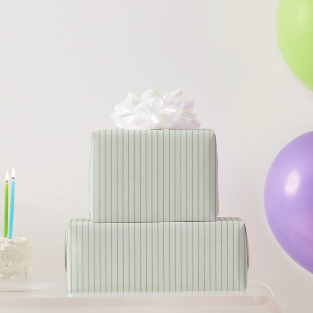 Thin Green Mint Stripes Birthday Wrapping Paper (Party Gifts)