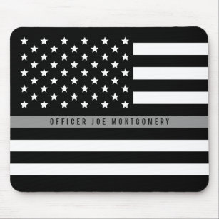 Thin Grey Line American Flag Add Name Mouse Mat