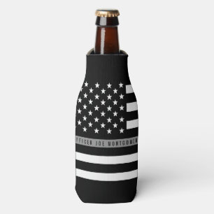 Thin Grey Line American Flag Monogram Bottle Cooler
