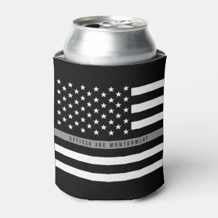 Thin Grey Line American Flag Monogram Can Cooler