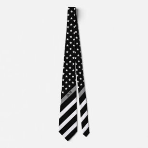 Thin Grey Line American Flag Monogram Tie