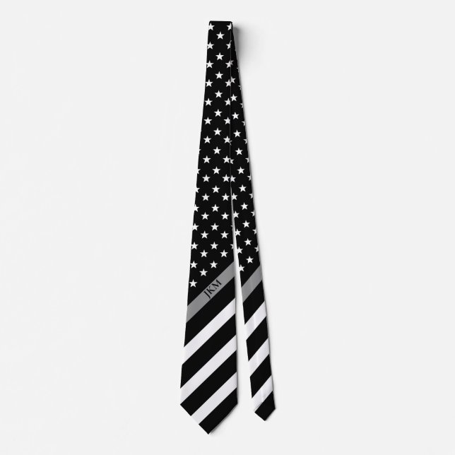 Thin Grey Line American Flag Monogram Tie (Front)