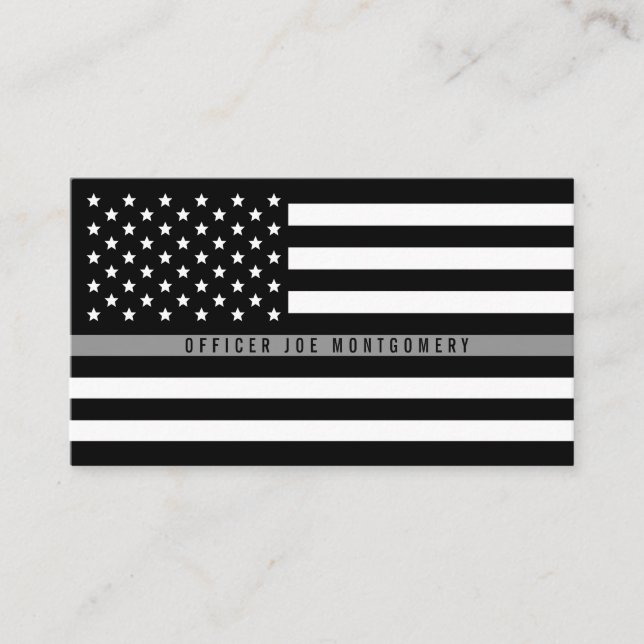 Thin Grey Line American Flag Professional Business Card (Front)