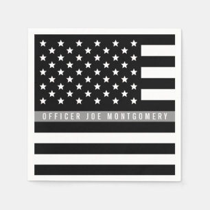 Thin Grey Line American Flag Retirement Party Napkin