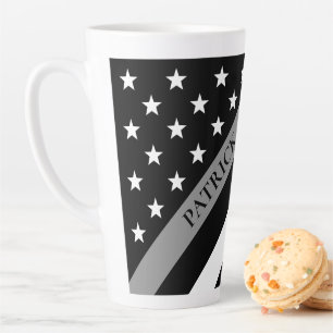 Thin Grey Line Correction Flag Monogram Name Large Latte Mug