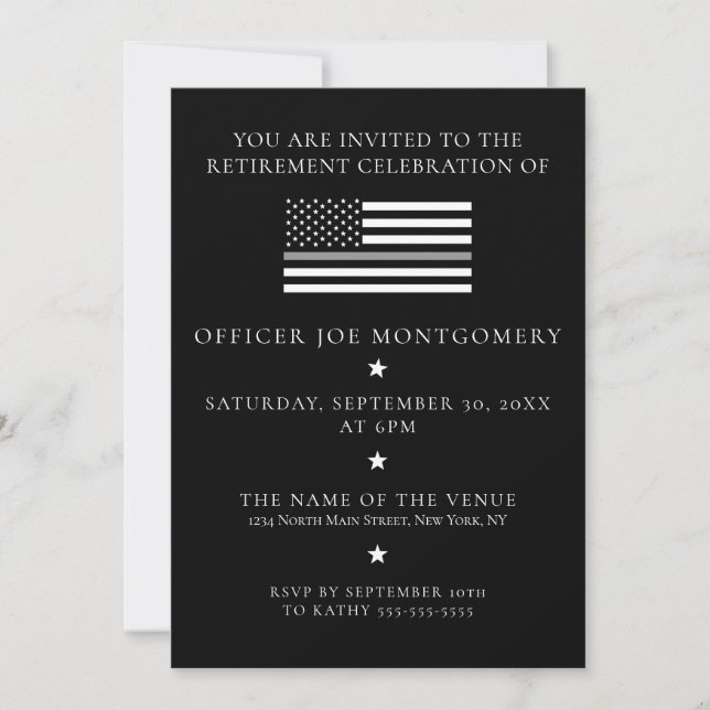 Thin Grey Line Correctional Flag Retirement Party Invitation (Front)