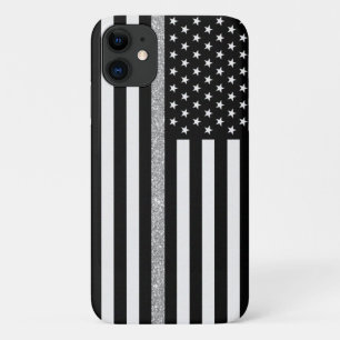 Thin Grey Line Correctional Officer Glitter Flag iPhone 11 Case