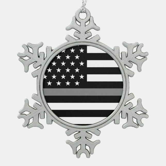 Thin Grey Line Correctional Officer Snowflake Pewter Christmas Ornament (Front)