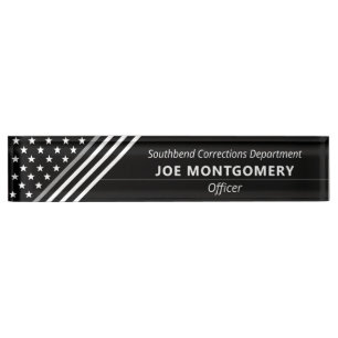 Thin Grey Line Correctional Stars Stripes Monogram Nameplate