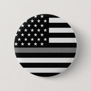 Thin Grey Line Flag 6 Cm Round Badge