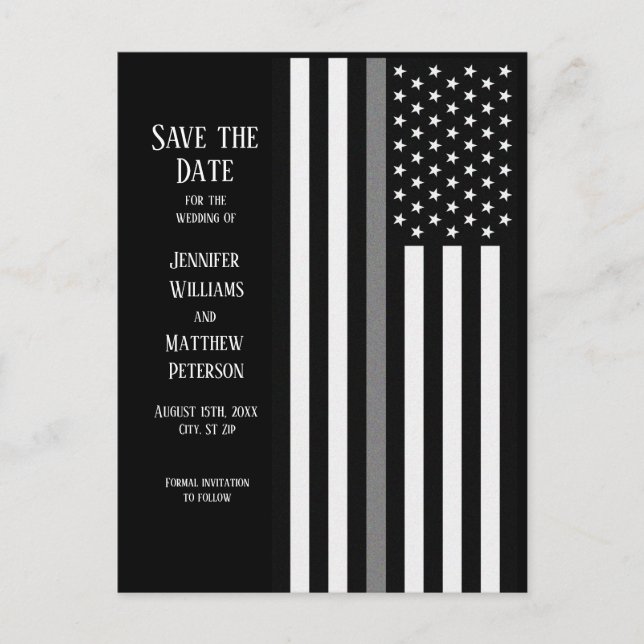 Thin Grey Line Flag Announcement Postcard (Front)