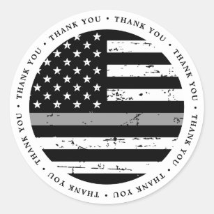 Thin Grey Line Flag Correctional Officer Thank You Classic Round Sticker