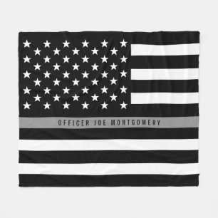 Thin Grey Line Flag Monogram Med Fleece Blanket