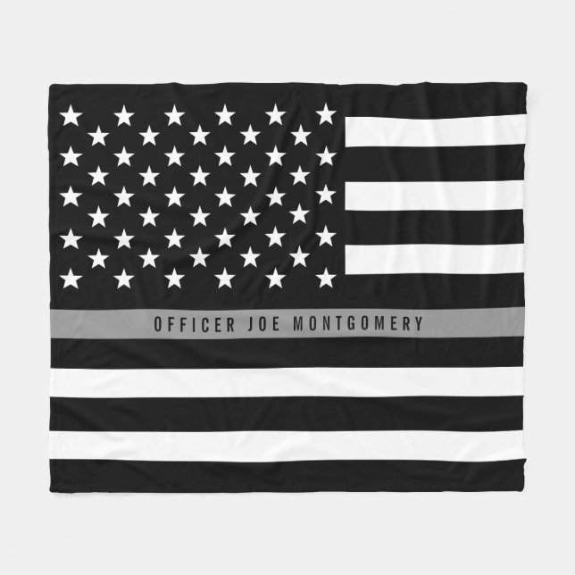 Thin Grey Line Flag Monogram Med Fleece Blanket (Front (Horizontal))