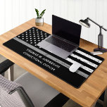 Thin Grey Line Personalised Correctional Officer Desk Mat<br><div class="desc">Thin Grey Line American Flag Correctional Officer Desk Mat - USA American flag design in Correctional Officer Flag colours. Perfect for all Correctional Officer officers, probation officer, parole officer, jailer. Personalise this thin silver line desk mat with name, and title . Perfect for correctional officer graduation gifts, probation officer gifts,...</div>