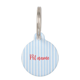 Thin Light Blue Stripes Pet Tag