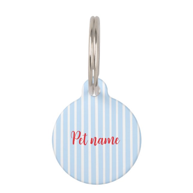 Thin Light Blue Stripes Pet Tag (Front)