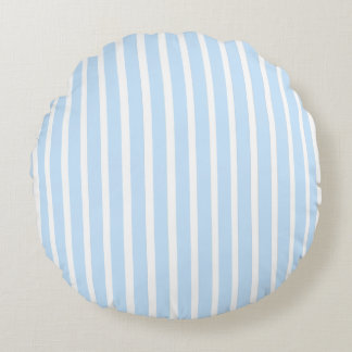 Thin Light Blue Stripes Round Cushion