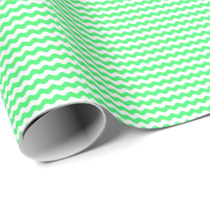 Thin Light Green and White Waves Wrapping Paper
