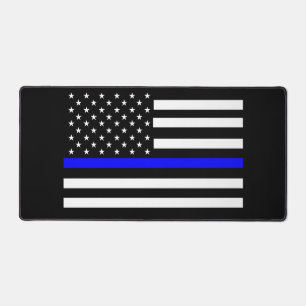 Thin Line Blue Flag Desk Mat