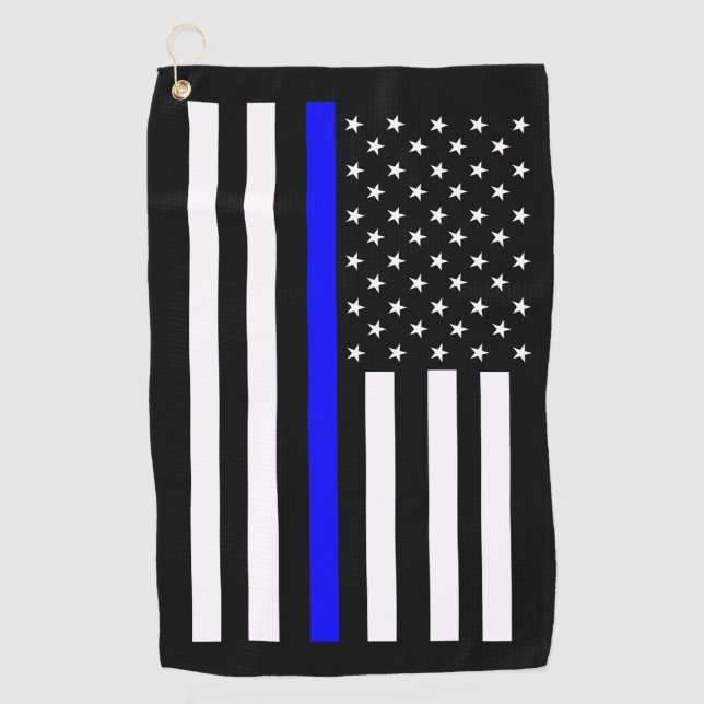 Thin Line Blue Flag Golf Towel (Front)