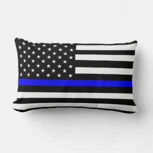 Thin Line Blue Flag Lumbar Cushion