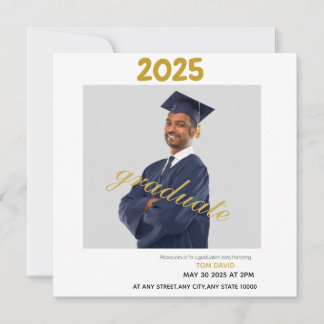Thin Magnetic Modern Gold Graduation Invitation 