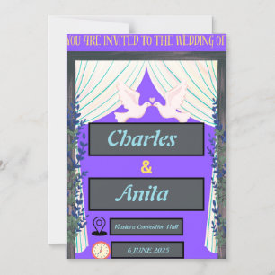 Thin Magnetic  Purple Wedding Invitation Card